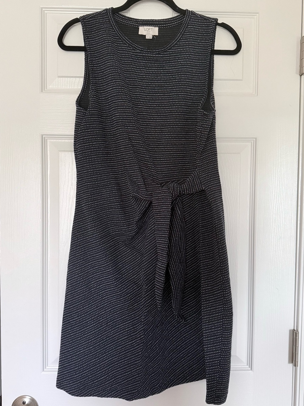 LOFT Navy and White Sleeveless Tie-Front Sheath Dress NWT